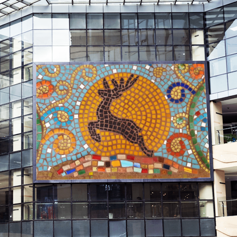 Jelen u tehnici reljefnog mozaika,  61x31 cm